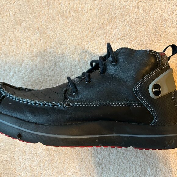 Crocs Linden Boots Men's Size 8.5 Black Gray leather 10545-060 - Picture 7 of 10